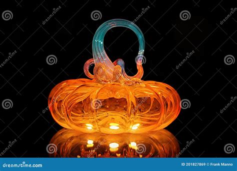 Hand Blown Glass Orange Pumpkin Arts Crafts Stock Image Image Of Unique Vine 201827869