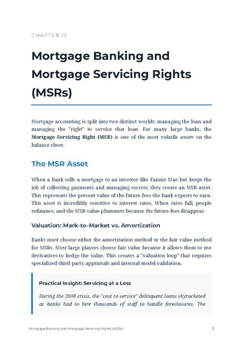 Chapter 13: Mortgage Banking & MSRs Overview - Studocu