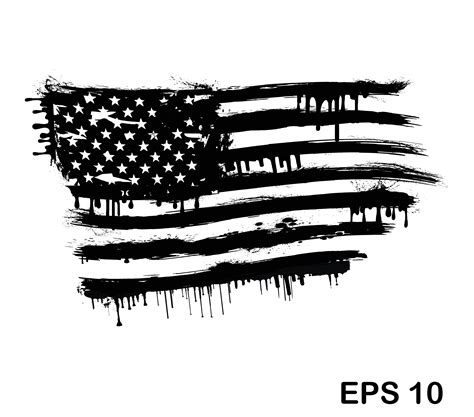 USA Flag - Distressed American flag with splash elements, eps 10, By