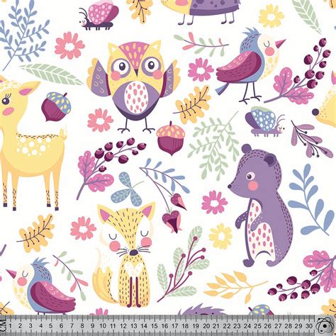 Lv9 Woodland Animals Print Fabricsverse