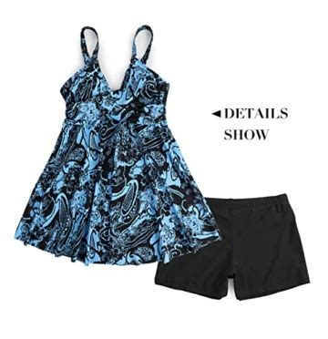 Adigaber Damen Zweiteilig Badeanzug Push Up Bademoden Bauchweg Tankini Set Mit Hot Pants Drucken