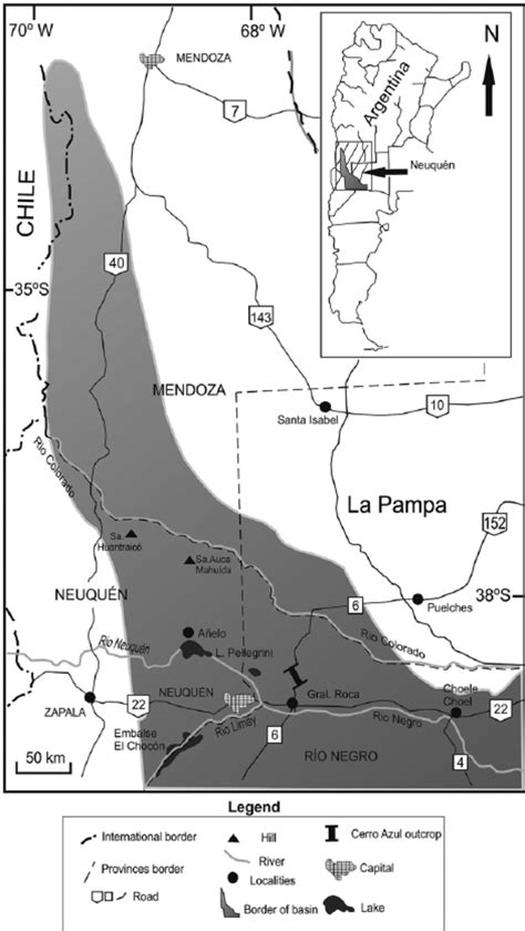 The Neuqu N Basin Showing The Location Of The Cerro Azul Section