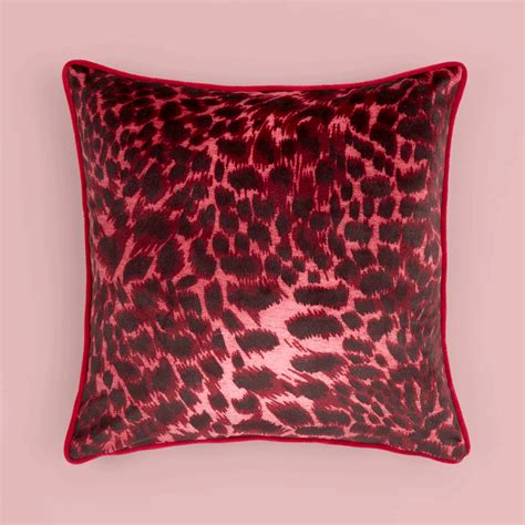 lady leopard cushion  bold burgundy lust home