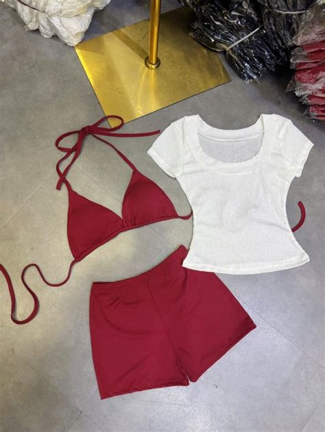 Set Bikini M N I Bi N D Th Ng M U Bra S N M T O Thun Gi Y Qu N I Chuchaclothing