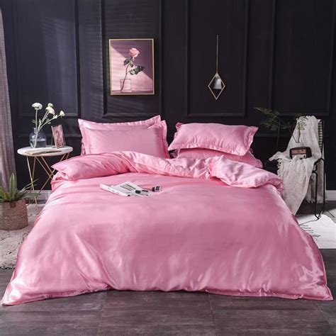 220X240CM Sets De Housse De Couette De Luxe En Satin Soyeux Ensemble