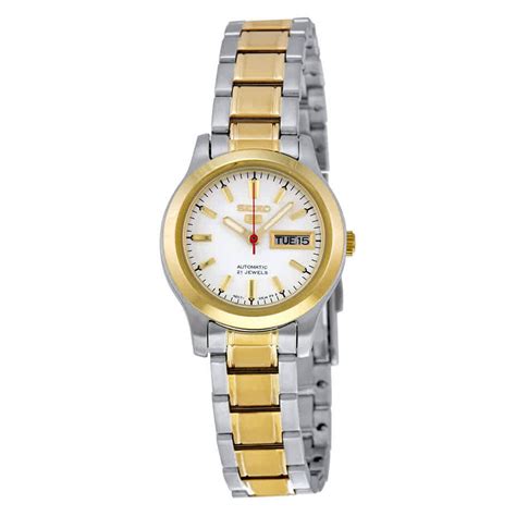 Seiko Womens Symd90 Two Tone Stainless Steel Analog With White Dial Watch