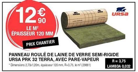 Promo Panneau Roulé De Laine De Verre Semi rigide Ursa Prk 32 Terra