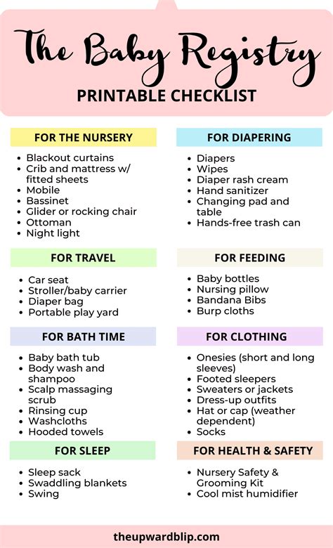 Baby Registry Checklist Printable