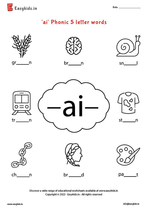 Ai Phonic 5 Letter Words Worksheet