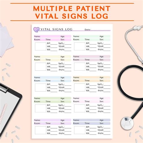 Multiple Patient Vital Signs Log Vitals Patient Vitals Nursing