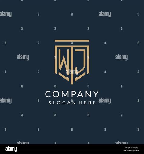 Initial WJ Shield Logo Monoline Style Modern And Luxury Monogram Logo