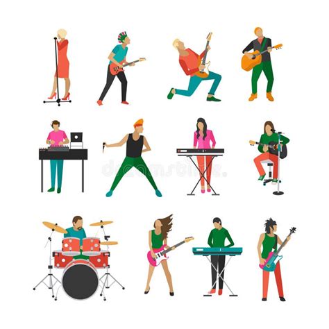 Vector Set Of Rock Musicians And Singers Stock Vector Illustration