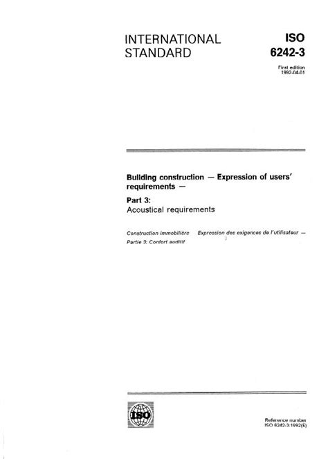 ISO 6242-3:1992 - Building construction — Expression of users ...