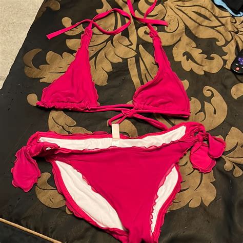 Victorias Secret Burgundy Ruffled Bikini Gem