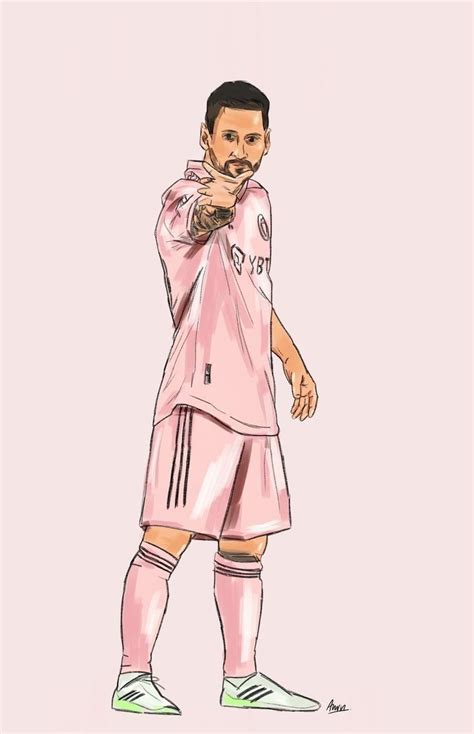 A Drawing Of A Soccer Player In Pink Jersey And White Socks With His