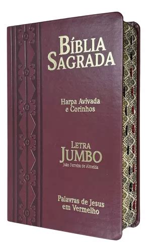 Bíblia Harpa Letra Jumbo Capa Luxo Vinho Índice Palavras De