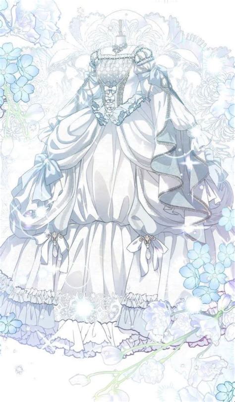 A White Dress With Blue Flowers Around It