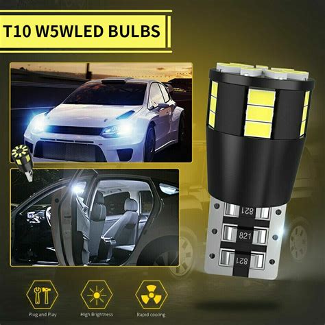 2x T10 Car LED 501 Side Light Bulbs W5W 24SMD White Xenon Car Canbus