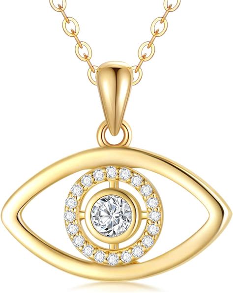 Amazon K Solid Gold Evil Eye Pendant Necklace Fine Jewelry Gift