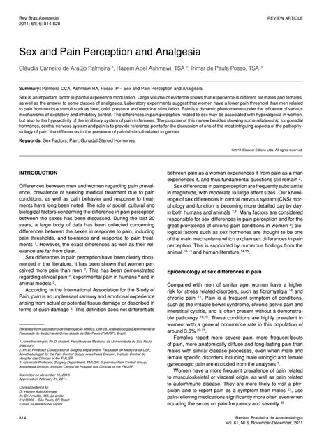 Pdf Sex And Pain Perception And Analgesia
