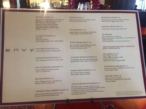 Menu at ENVY The Steakhouse, Las Vegas, Paradise Rd