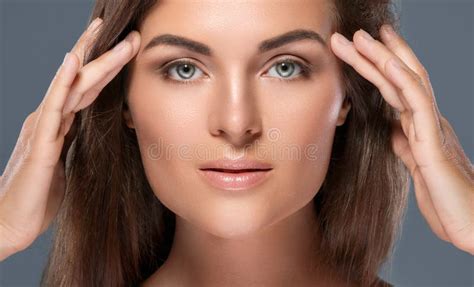 Beautifulwoman With A Perfect Eyebrow Shape And Nude Make Up Stock Photo Image Of Natural