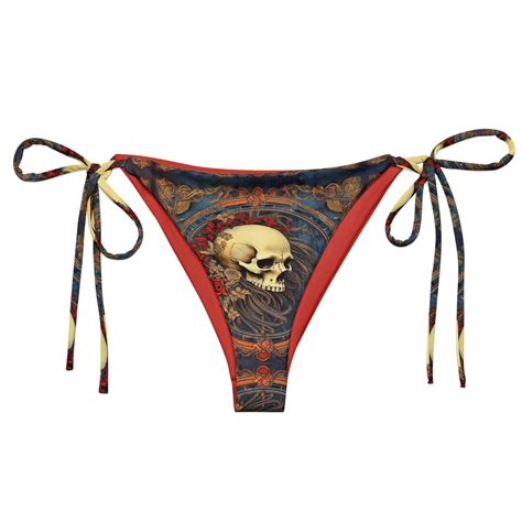 Bandana Skull Rococo Art Momento Mori Recycled String Bikini Bottom Etsy