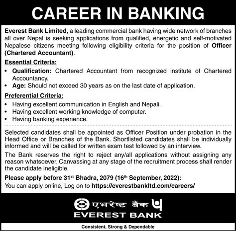 Chartered Accountant Vacancy Everest Bank