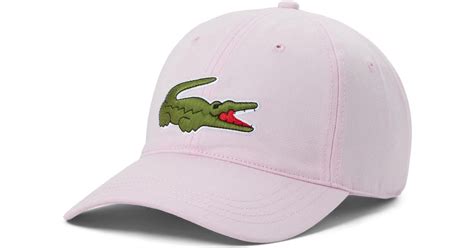 Lacoste Large Croc Logo Cotton Cap In Pink For Men Lyst