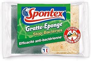 SPONTEX Gratte Eponge Stop Bactéries 2 éponges grattantes vertes