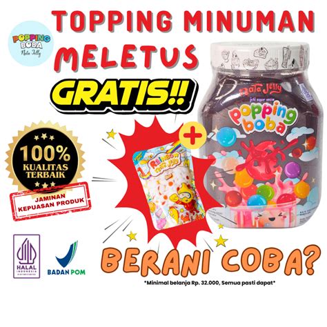 Jual Popping Boba Meletus Rasa Cokelat 500 Gram Untuk Topping Minuman