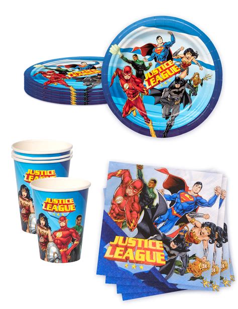 Kit Anniversaire Vaisselle Jetable Justice League Vegaooparty