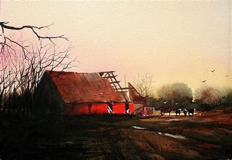 Old Red Barn Painting By Ron Bigony Pixels