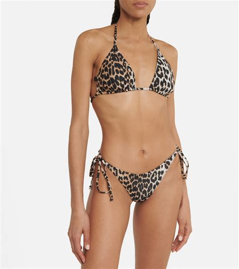 Ganni Leopard Print Bikini Top GANNI