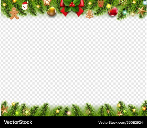 Christmas garland and toys frame white background Vector Image