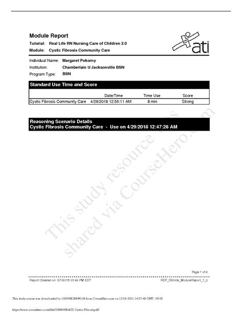 SOLUTION Ati Cystic Fibrosis Pdf Studypool