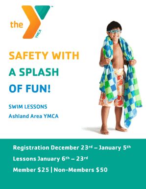 Fillable Online Ashlandareaymca Swim Lessons Flyer And