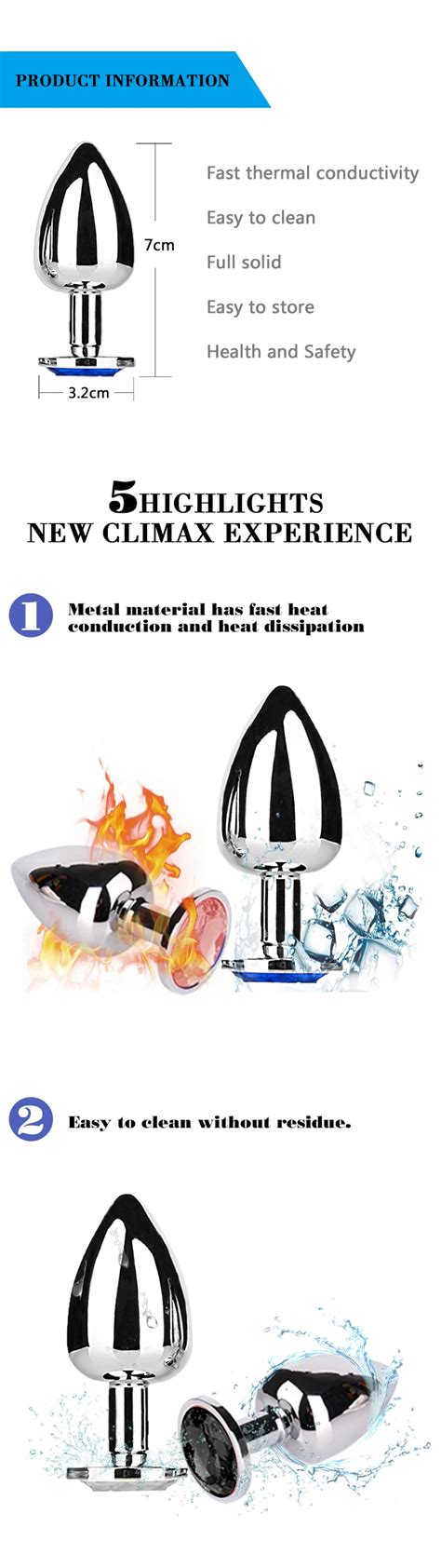 Stainless Steel Butt Plug Set Size With Round Base Crystal Wholesale Butt Plug Anal Diamond