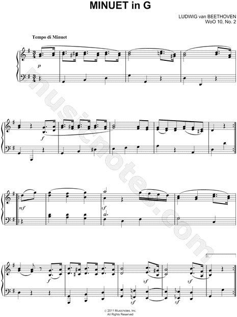 Beethoven Minuet In G Major Sheet Music Notes Chords Download