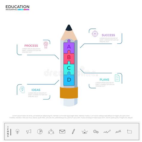 教育和毕业步对成功infographics 铅笔与象和元素的infographics Tempate 向量例证 插画 包括有 商业 例证 89846680