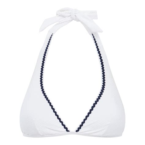 White Navy Halterneck Bikini Top BrandAlley