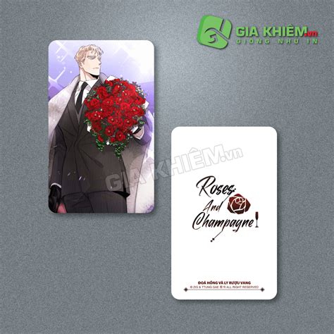 Card bo góc giấy truyện ROSES CHAMPAGNE ĐOÁ HỒNG VÀ LY RƯỢU VANG