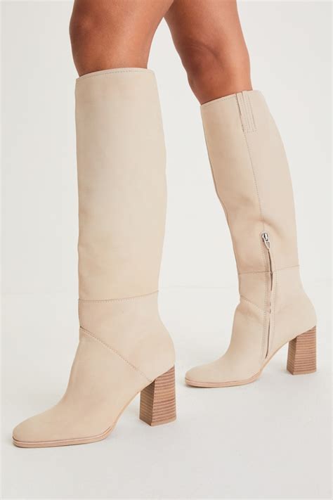 Dolce Vita Flynn Sand Nubuck Leather Boots Knee High Boots Lulus