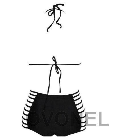Strój kąpielowy BIKINI paski sznurki WYSOKI stan S 6745592781