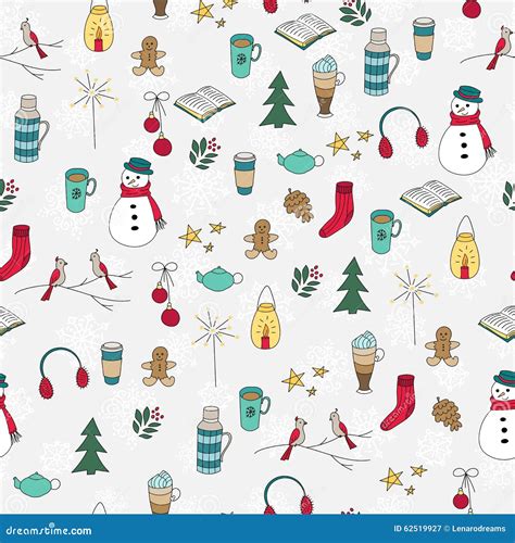 Winter Doodles Forest Cute Animals Line Art Royalty Free Illustration