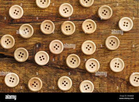 Collection Of Wooden Buttons Stock Photo Alamy