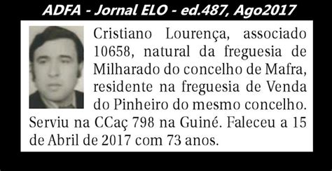 Notas De Bito Publicadas No Jornal Elo Da Adfa De Agosto De