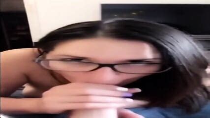 Amazing GLASSES BLOWJOB Finish Cumshot At Cum Swallow Brunette Home Made Honey