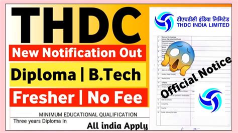 THDC Recruitment 2024 For Engineers THDC Vacancy 2024 For Engineers