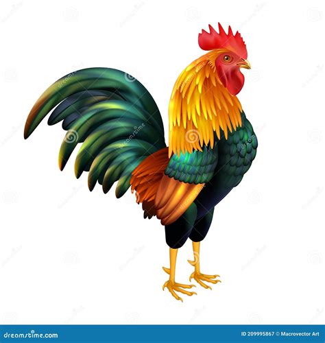 Colorful Realistic Rooster Cartoon Vector | CartoonDealer.com #209995867